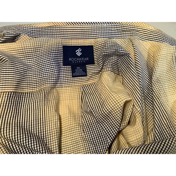 Rocawear Other - 3XL Rocawear Classic Yellow/White/Brown Fade Checks Button Down Long Sleeve